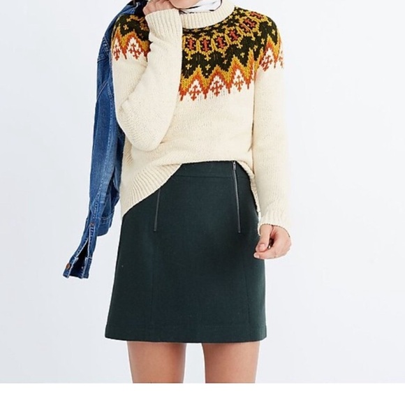Madewell Uptown Zip Mini Skirt in Green - Sz 14 - Picture 1 of 6